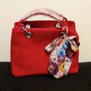 Betsey Johnson Red Crossbody Purse With Scarf